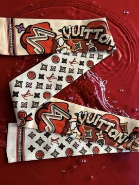 Silk Monogram Balloon Twilly Scarf  Black Light Blue Many Options Available